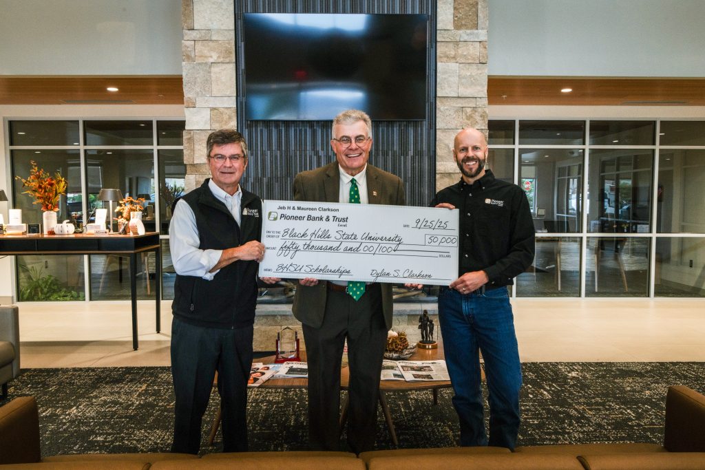 Pictured (Left to Right): Jeb H. Clarkson; Steve Meeker, VP/University Advancement; and Alex Gustafson, SVP/Retail Banking Manager.