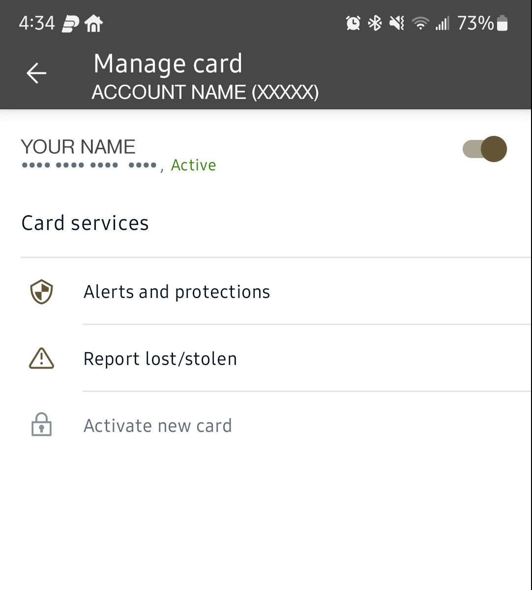 Manage Card